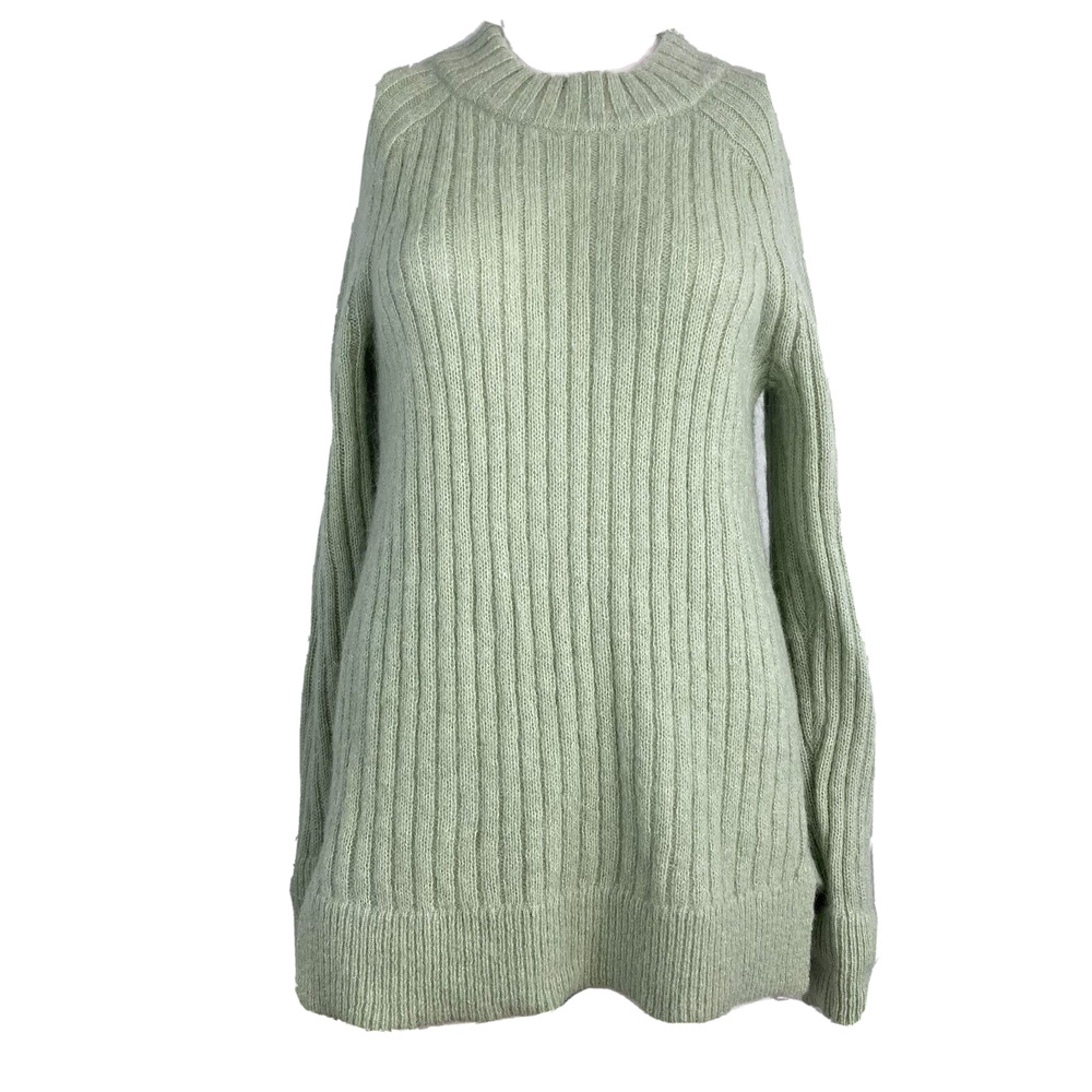 Banana Republic Sweater Womens XS‎ Sage Green Wool Alpaca Ribbed Mock Neck